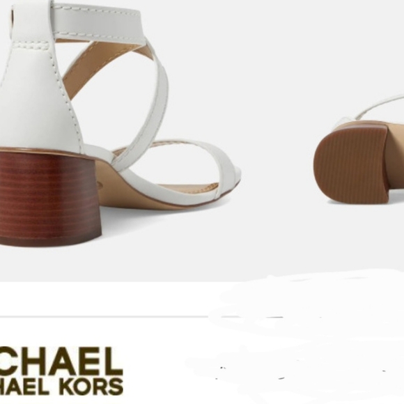 Michael Kors White and Brown Heeled Sandals - Picture 1 of 12